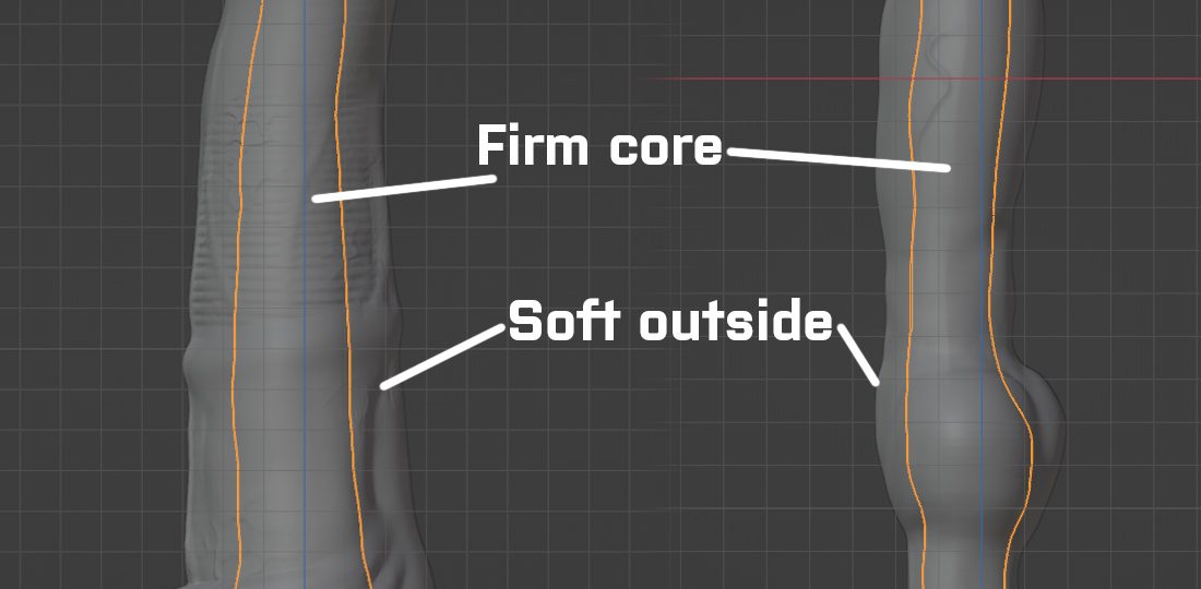 Dual firmness silicone toy